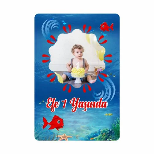 Kırmızı Balık Temalı Doğum Günü Magneti